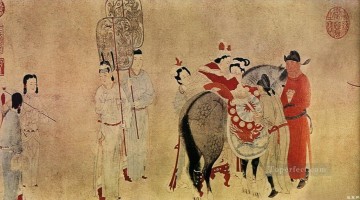 qian xuan yang guifei montando un caballo parte chino antiguo Pinturas al óleo